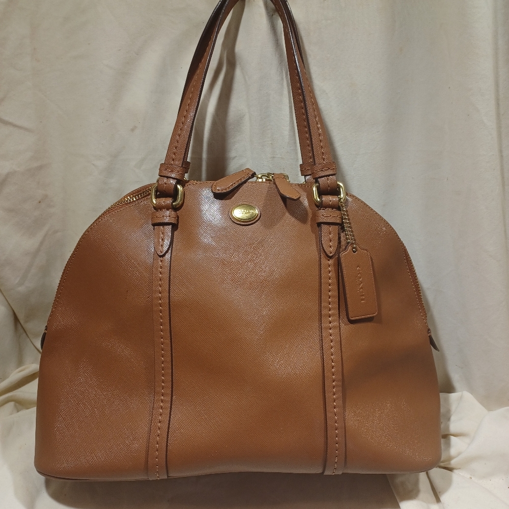 Coach Brown Leather Domed Cora Satchel Bag